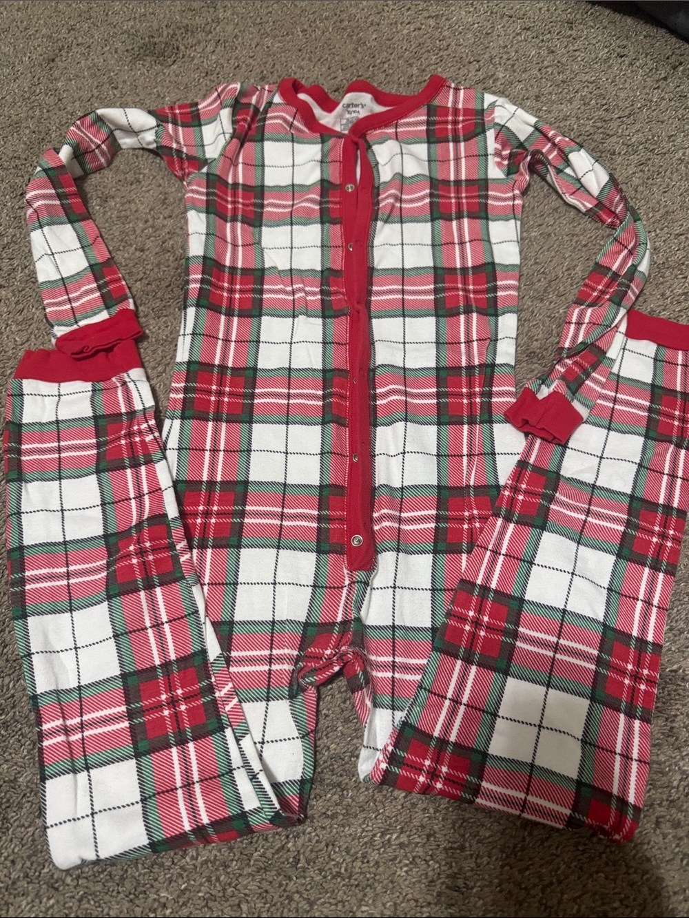 Carter’s Red & White Plaid One-Piece Pajama